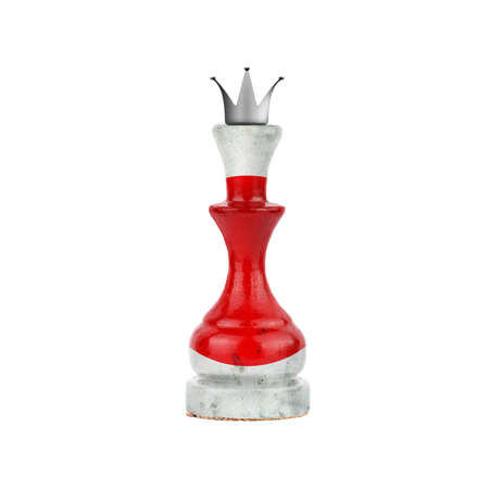Chess Queen in the colors of the Japan Flag. isolated on white background. sport. politics. design object.の写真素材