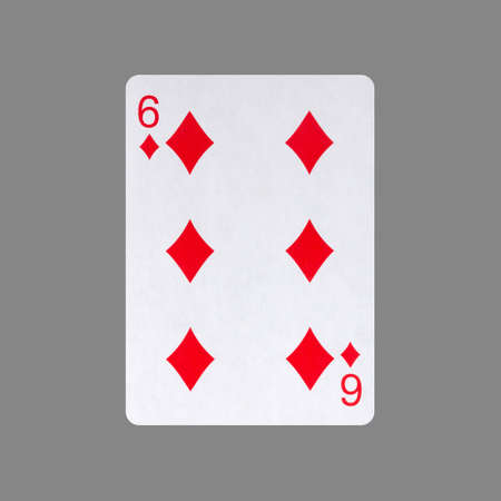 Six of Diamonds. Isolated on a gray background. Gamble. playing cards. Cards.の写真素材