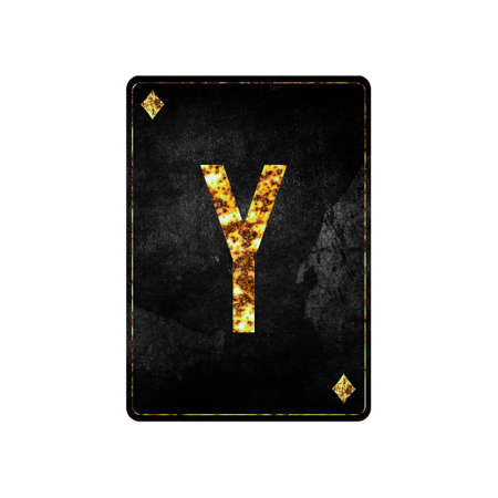 Letter Y. Alphabet on vintage playing cards. isolated on white background. design element.の写真素材
