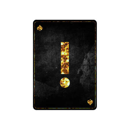 Exclamation point. Alphabet on vintage playing cards. isolated on white background. design element.の写真素材