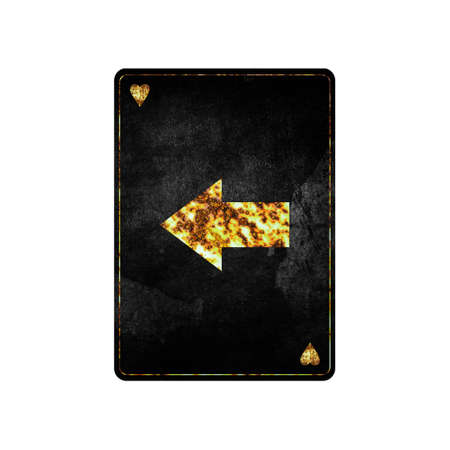 Left Arrow. Alphabet on vintage playing cards. isolated on white background. design element.の写真素材