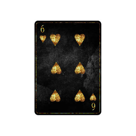 Six of Hearts, grunge card isolated on white background. playing cards. design element. Gambling.の写真素材