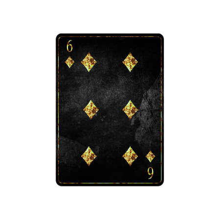 Six of Diamonds, grunge card isolated on white background. playing cards. design element. Gambling.の写真素材