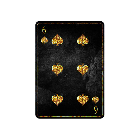 Six of Spades, grunge card isolated on white background. playing cards. design element. Gambling.の写真素材