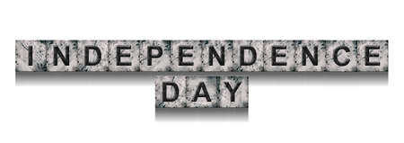 independence day. Words on stone blocks. isolated on white background. holidays. backgrounds.の写真素材