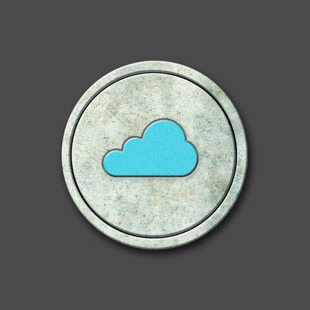 cloud. Social icon on a round stone. Isolated on a gray background. social media. design element.の写真素材