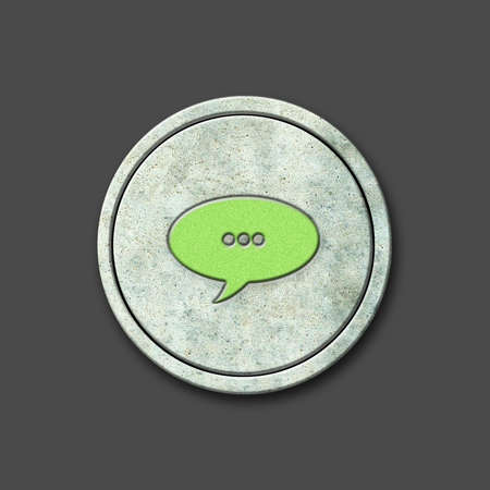 message. Social icon on a round stone. Isolated on a gray background. social media. design element.の写真素材