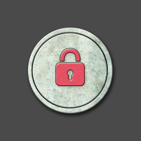 lock. Social icon on a round stone. Isolated on a gray background. social media. design element.の写真素材