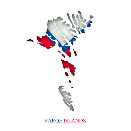 Flag of Faroe Island in the form of a map. Shadow. isolated on white background. Signs and symbols. design element. flags.の写真素材