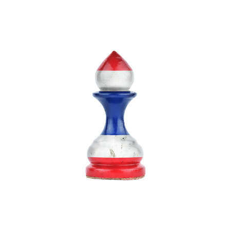 Pawn in the colors of the flag of Thailand. isolated on a white background. sport. politics. business. strategy.の写真素材