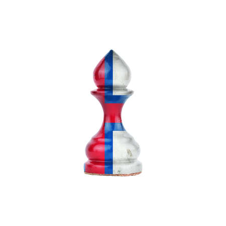 Pawn in the colors of the flag of Faroe Island. isolated on a white background. sport. politics. business. strategy.の写真素材