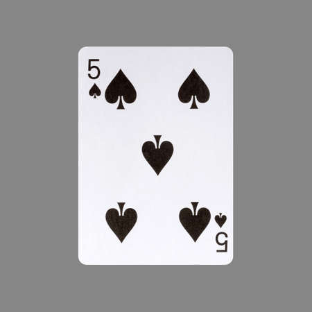 Five of Spades. Isolated on a gray background. Gamble. Playing cards.の写真素材