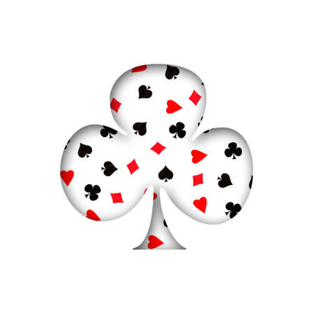 Card suit, Clubs, from various card suits. Shadow. Isolated on a white background. Design element. Gambling.の写真素材