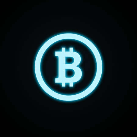 Bitcoin. Neon icon isolated on a black background. business. Cryptocurrency. design element. background.の写真素材