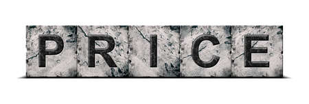 price. Words on stone blocks. isolated on white background. Design element.Trade. business backgroundの写真素材