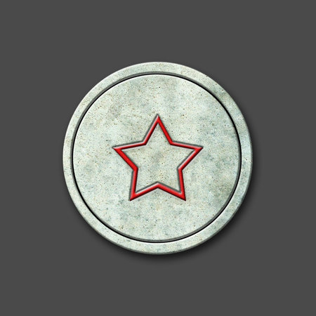 star. Social icon on a round stone. Isolated on a gray background. social media. design element.の写真素材