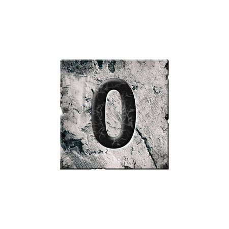 Digit 0. Alphabet on stone blocks. isolated on white background. Education. design element.の写真素材