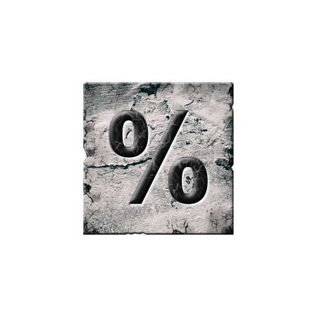 percent sign. Alphabet on stone blocks. isolated on white background. Education. design element.の写真素材