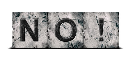 no. Word on stone blocks. isolated on white background. Design element.Rejection, denial.Lifestyle Business Backgroundの写真素材