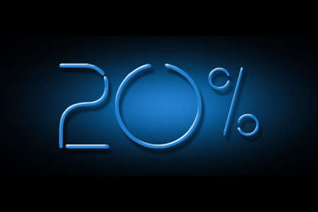 20 percent. Neon sign isolated on a black background. trade. business. Discounts. Seasonal discounts. Design element backgroundの写真素材
