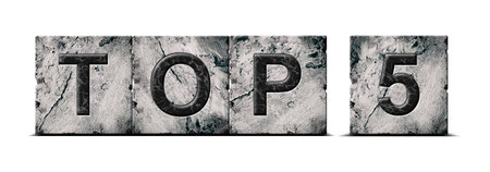 Top 5. Word on stone blocks. isolated on white background. Design element.Rating. grade. business. lifestyle. sport business backgroundの写真素材