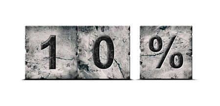 10 percent. Words on stone blocks. isolated on white background. Design element.Trade. business. background.の写真素材