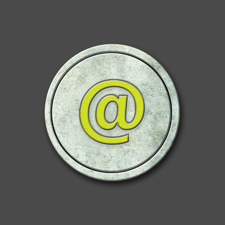 Email. Social icon on a round stone. Isolated on a gray background. 3D illustration. social media. design element.の写真素材