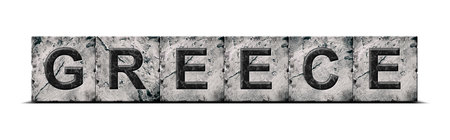 Greece, word on stone blocks. isolated on white background. design element. Signs and symbols.Countries.の写真素材