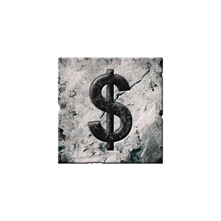 dollar sign. Alphabet on stone blocks. isolated on white background. Education. design element.
