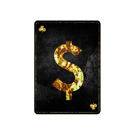 dollar sign. Alphabet on vintage playing cards. isolated on white background. design element.の写真素材