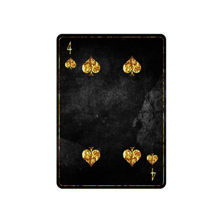 Four of Spades, grunge card isolated on white background. playing cards. design element. Gambling.の写真素材