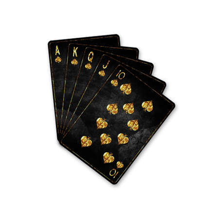 Royal Flush, Vintage playing cards, isolated on a white background. poker hands. design element. playing cards. background.の写真素材