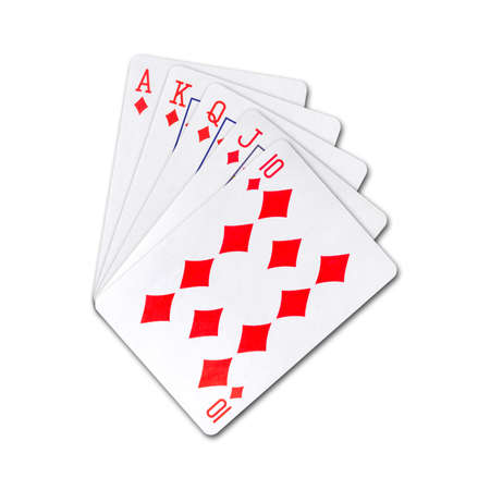 Royal Flush, Playing cards, isolated on a white background. poker hands. design element. playing cards. background.の写真素材
