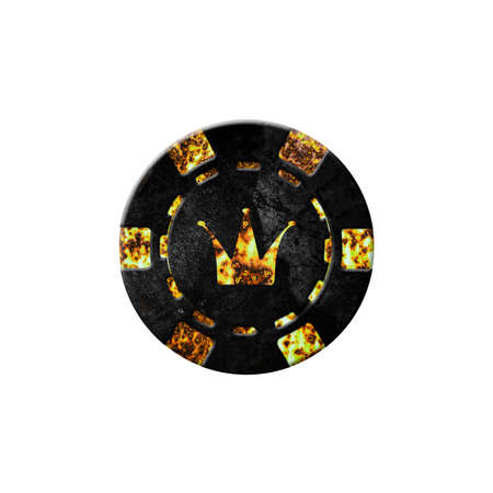 Vintage, grunge poker chip, Crown. isolated on white background.Design element. Gambling backgroundの写真素材