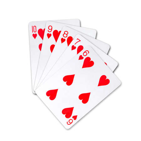 Straight Flush, Playing cards, isolated on a white background. poker hands. design element. playing cards. background.の写真素材