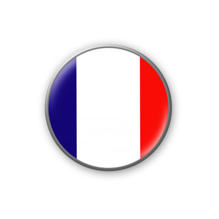 France flag. Round badge in the colors of the France flag. isolated on white background. design element. 3D illustration. Signs and symbols.の写真素材