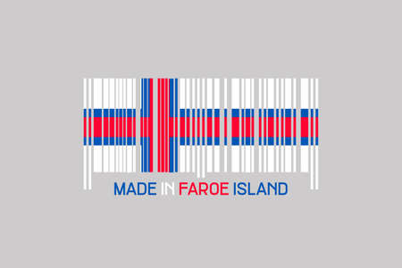 Barcode in the color of the Faroe Island flag. Isolated on a gray background. trade. business. design element.の写真素材