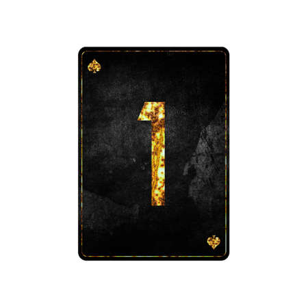 digital one. Alphabet on vintage playing cards. isolated on white background. design element.の写真素材