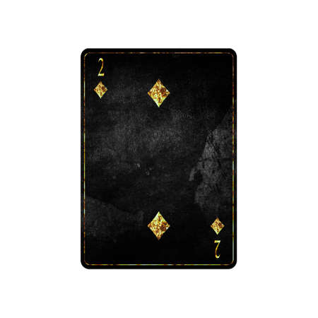 Two of Diamonds, grunge card isolated on white background. playing cards. design element. Gambling.の写真素材