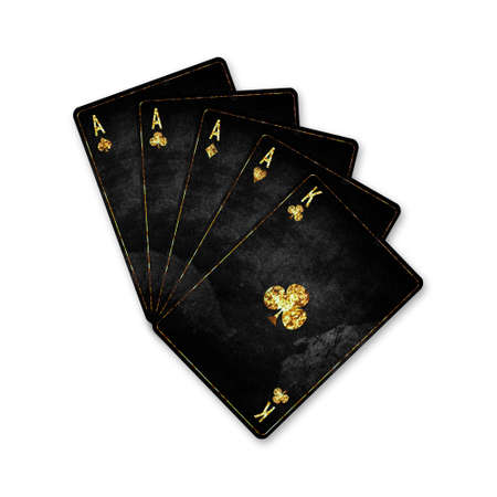 Four of a Kind, Vintage playing cards, isolated on a white background. poker hands. design element. playing cards. background.の写真素材