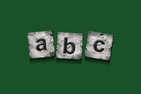 Letter a, b, and c, isolated on a green background. Lower case. Education.Design element Backgroundの写真素材