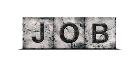 Job, word on an alphabet on stone blocks, isolated on white background.Business. Background.の写真素材