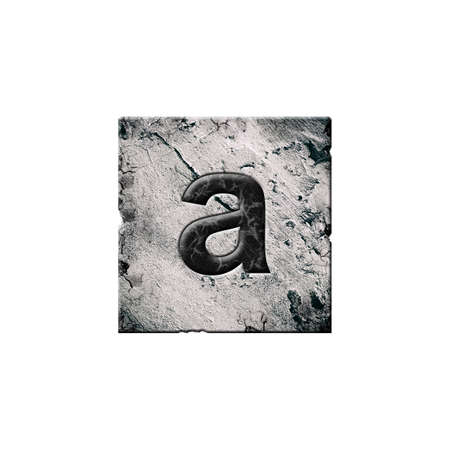 Letter a. Alphabet on stone blocks. Lowercase. Isolated on white background. Education. Design element.の写真素材