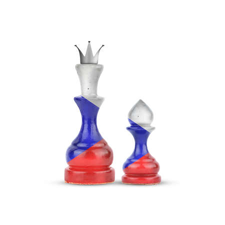 Chess Queen and pawn in the colors of the Czech Republic Flag. Isolated on white background. Sport. Politics. Design object.の写真素材