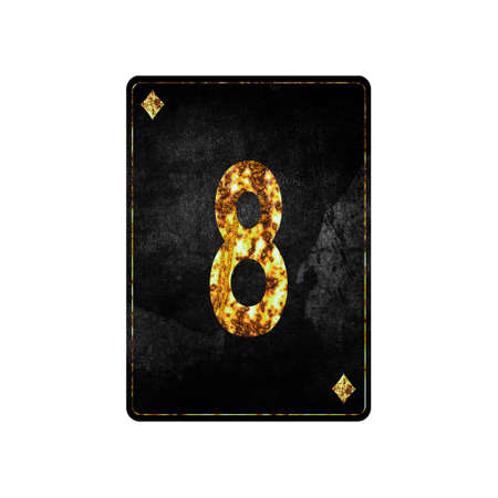 Digit eight. Alphabet on vintage playing cards. Isolated on white background. Design element.の写真素材