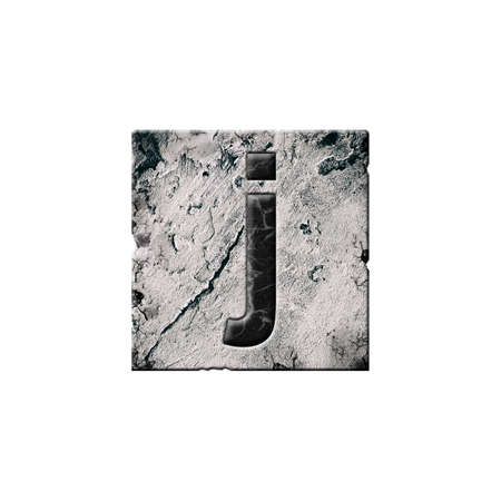 Letter j. Alphabet on stone blocks. Lowercase. Isolated on white background. Education. Designの写真素材