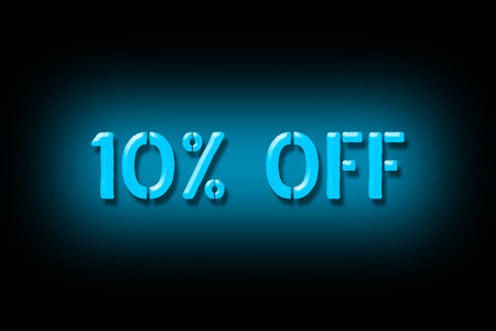 10 percent off. Neon sign isolated on a black background. Trade. Business. Discounts. Seasonal discounts. Design element Backgroundの写真素材