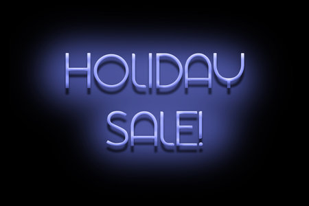 Holiday Sale. Neon sign is isolated on a black background. Trade. Business. Design element. Backgroundの写真素材