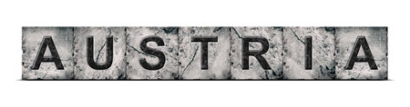 Austria, word on stone blocks. Isolated on white background. Design element. Signs and symbols.Countries.の写真素材