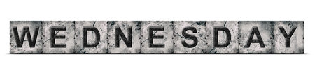 Wednesday, word on an alphabet on stone blocks, isolated on white background. Weekday concept. Background.の写真素材